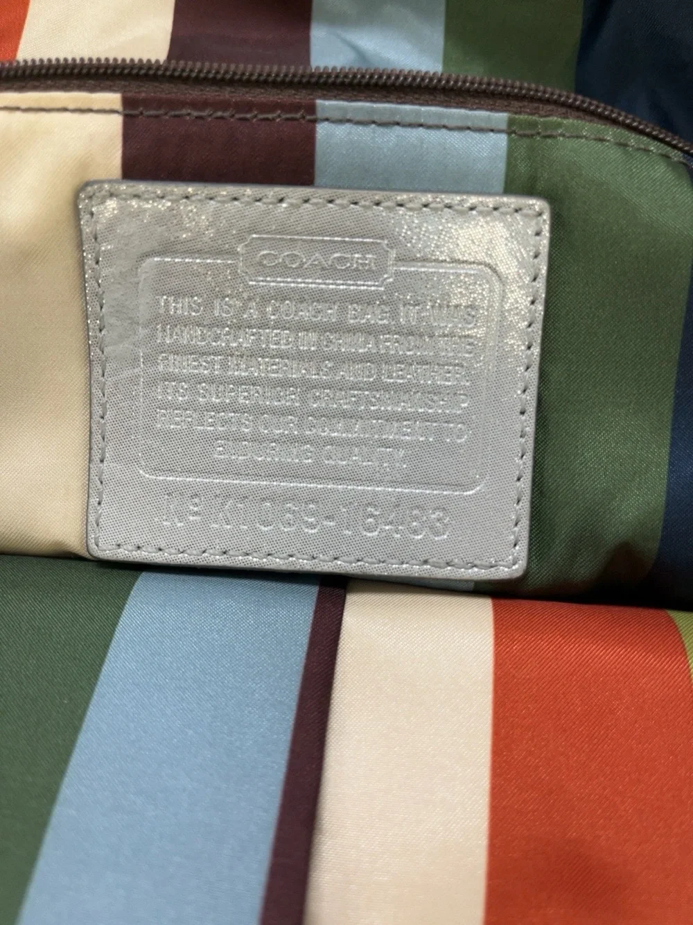 2010 poppy Coach Metallic Silver Leather Tote Bag - Coach